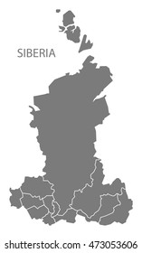 Siberia Russia with borders Map grey