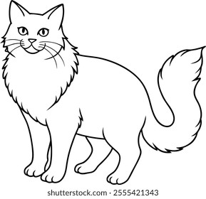 The "Siberian Cat" line art vector design is a visually captivating representation of a feline silhouette crafted using minimalistic yet expressive lines. This artwork blends creativity and precision,