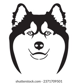 Siberian dog. Vector illustration with a cool, still face. Can be used for vector work, logos, backgrounds, and more.