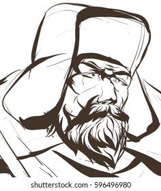 Siberian hunter's face vector