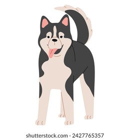 Siberian Husky 1 cute on a white background, vector illustration.