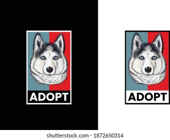  El Husky Siberiano Adopta El Diseño De Camiseta De Vector De Perro. 