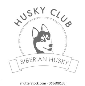 Siberian Husky - big dog logo or emblem, vintage label