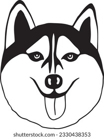 Siberian husky black and white cartoon