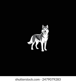 siberian husky black and white logo.