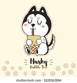 Siberian husky bubble tea logo