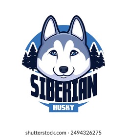 Siberian Husky Cartoon Mascot Logo