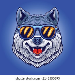 Siberian Husky Cool Head Dog Illustration for your work merchandise tshirt stickers and label designs poster greeting cards advertising business company or brands