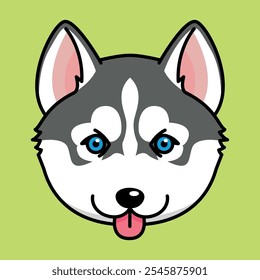 siberian husky so cute dog on green background