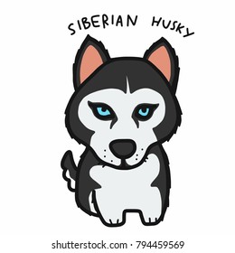 Siberian Husky dog cartoon vector illustration