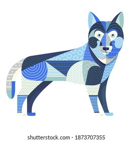 Siberian husky dog. Colorful vector illustration 