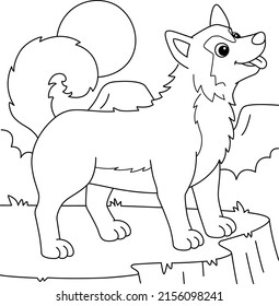 Siberian Husky Dog Coloring Page for Kids