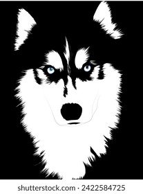 siberian husky dog face illustration.