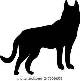 SIberian husky dog full body standing silhouette for graphic design and illustration