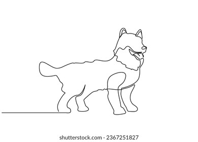 siberian husky dog fun happy full body length line art design