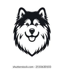 Siberian Husky dog head silhouette logo. Minimalist and simple icon. Vector template for laser cutting wall art isolated on white.