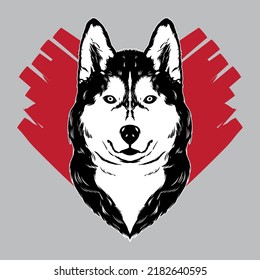 Siberian husky dog head vector illustration