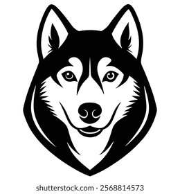 Siberian husky dog head vector silhouette art illustration