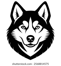 Siberian husky dog head vector silhouette art illustration