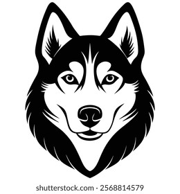 Siberian husky dog head vector silhouette art illustration