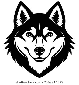 Siberian husky dog head vector silhouette art illustration