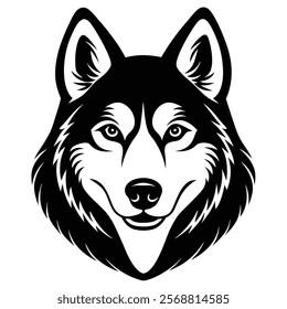 Siberian husky dog head vector silhouette art illustration