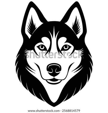 Siberian husky dog head vector silhouette art illustration
