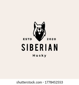 siberian husky dog hipster vintage logo vector icon illustration