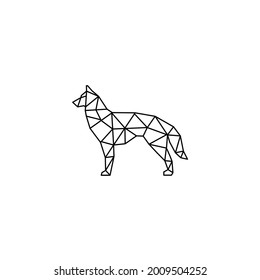 siberian husky dog line art low poly logo design vector illustration