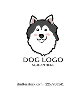 Siberian Husky dog logo cartoon vector illustration	