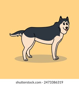 Siberian Husky Dog Mascot Illustration Vector Design - Animal