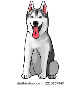 Siberian Husky Dog Pet Colored Drawing