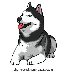 Siberian Husky Dog Pet Colored Drawing