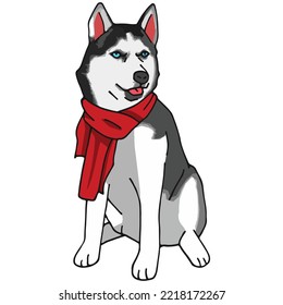 Siberian Husky Dog Pet Colored Drawing
