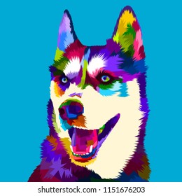 siberian husky dog in pop art style