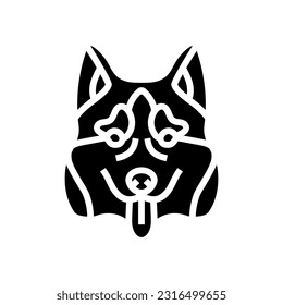 siberian husky dog puppy pet glyph icon vector. siberian husky dog puppy pet sign. isolated symbol illustration