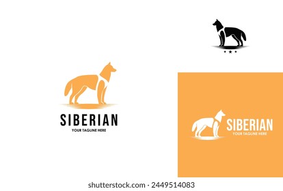 Siberian husky dog safety guard logo design vector