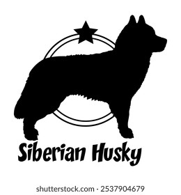 Siberian Husky dog silhouette,  dog, dog breeds, logo, vector, silhouette, logo design, animal, illustration, icon, sign, design, black,  symbol, pet