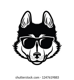 Siberian husky dog wearing sunglasses - isolated vector illustration