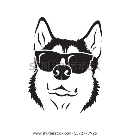 Siberian husky dog wearing sunglasses - isolated vector illustration