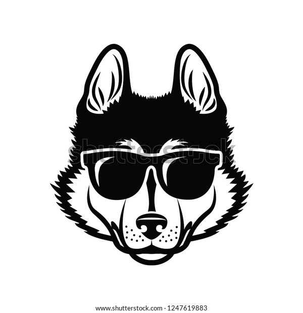 Siberian Husky Dog Wearing Sunglasses Isolated Stock Vector (royalty 