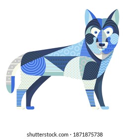 Siberian husky dog. Wolf colorful illustration. Colorful vector illustration