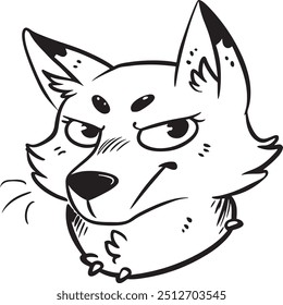 Siberian Husky Doodle Line Art Drawing Black and White Illustration for Coloring Pages