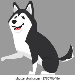 Siberian husky giving paw. Cute pet in cartoon style.