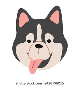 Siberian Husky Head 1 cute on a white background, vector illustration.