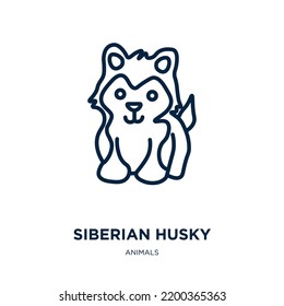 siberian husky icon from animals collection. Thin linear siberian husky, husky, pet outline icon isolated on white background. Line vector siberian husky sign, symbol for web and mobile