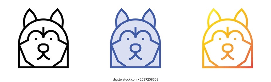 siberian husky icon. Linear, Blue Fill and Gradient Style Design Isolated On White Background