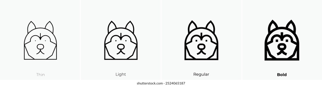 siberian husky icon. Thin, Light Regular And Bold style design isolated on white background