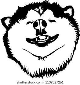 Siberian Husky Lap dog breed face head isolated animal domestic pet canine puppy purebred pedigree hound portrait peeking paws smiling smile happy art artwork illustration design set collection cute