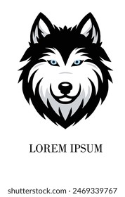 A siberian husky logo on a white background.